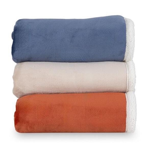 Reversible Printed Velvet Plush and Hampshire Faux Shearling Soft Bedding - Picture 6 of 6